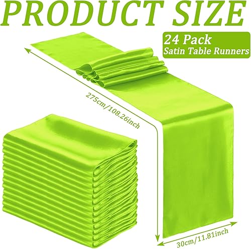 Miniatura 15 de Bencailor 24 caminos de mesa de satén a granel de 12 x 108 pulgadas de largo, mantel de tela suave brillante para banquete de boda, cumpleaños
