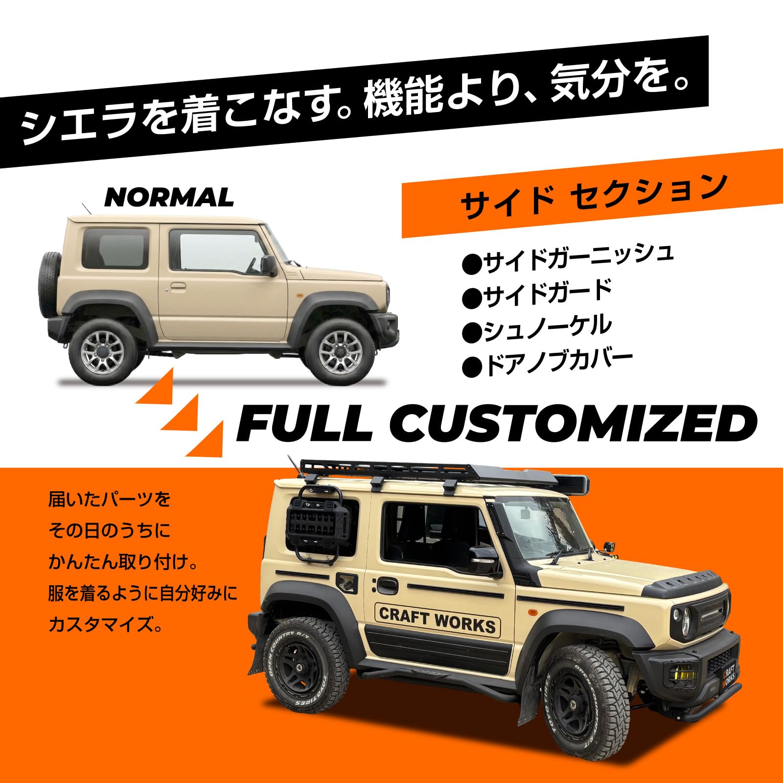 Amazon | クラフトワークス ジムニー シエラ サイドガーニッシュ 