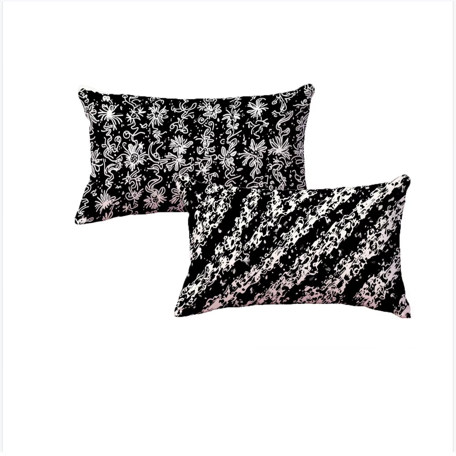 Housse coussin 50x80cm velours noir lot de 2 imperméable avec fermeture éclair