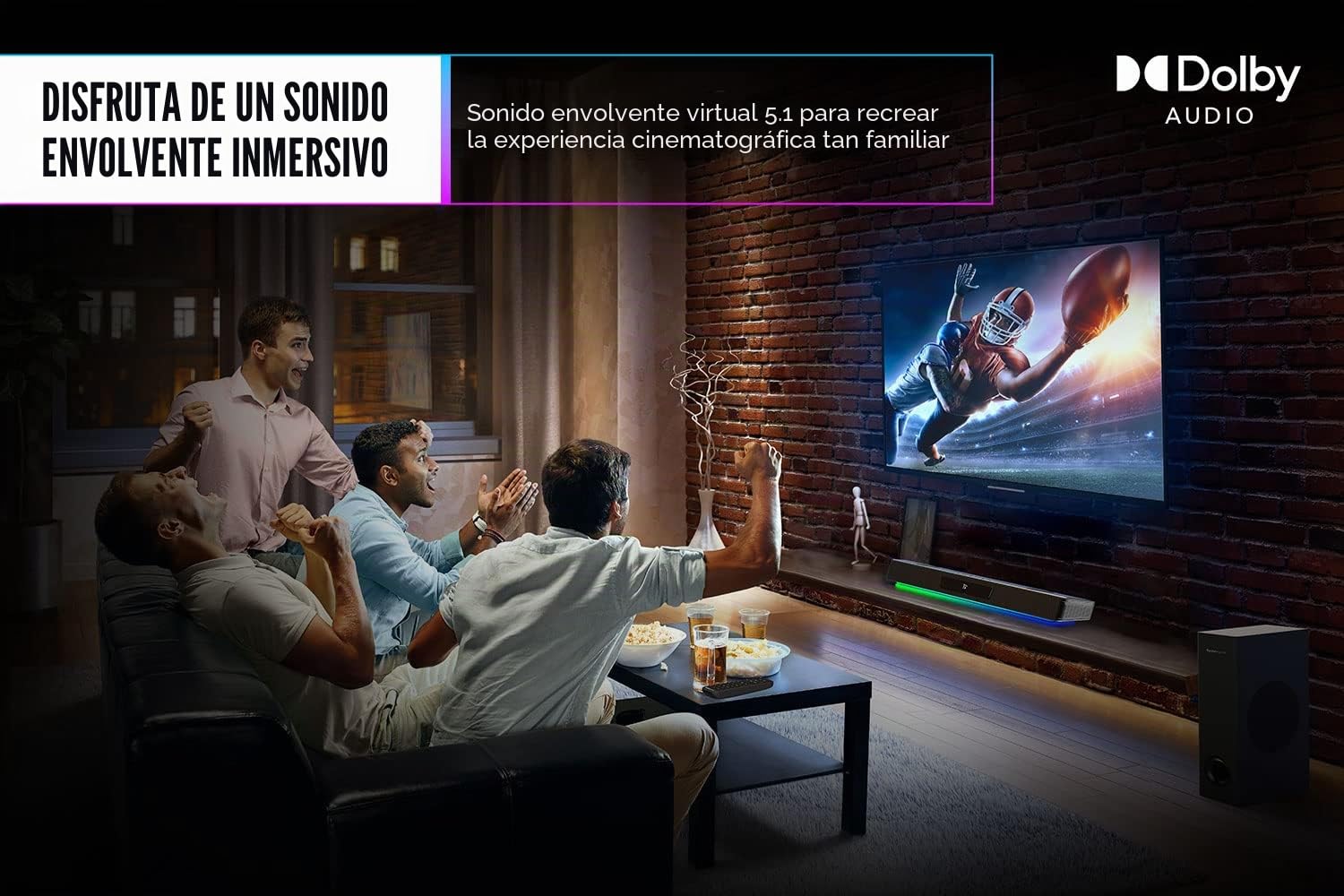 Sound Blaster Katana V2X Barra de sonido multicanal para juegos 5.1 con subwoofer compacto, potencia máxima de 180 W, diseño triamplificado de 5 drivers, tecnología Super X-Fi e iluminación RGB