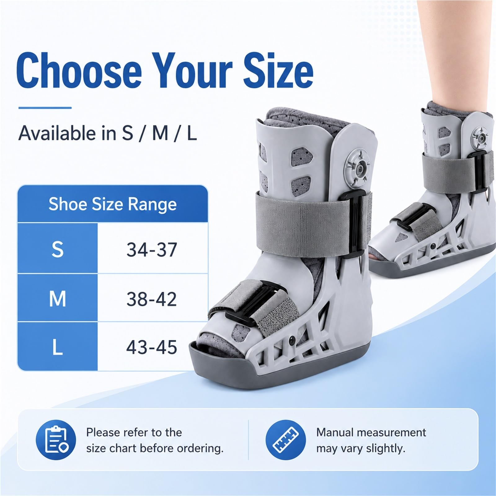 Bota Ortopédica Walker para Esguince de Tobillo y Fracturas con Doble Airbag Ajustable Bota Caminadora Ligera para Recuperación de Tendón de Aquiles Hombre Mujer(L)