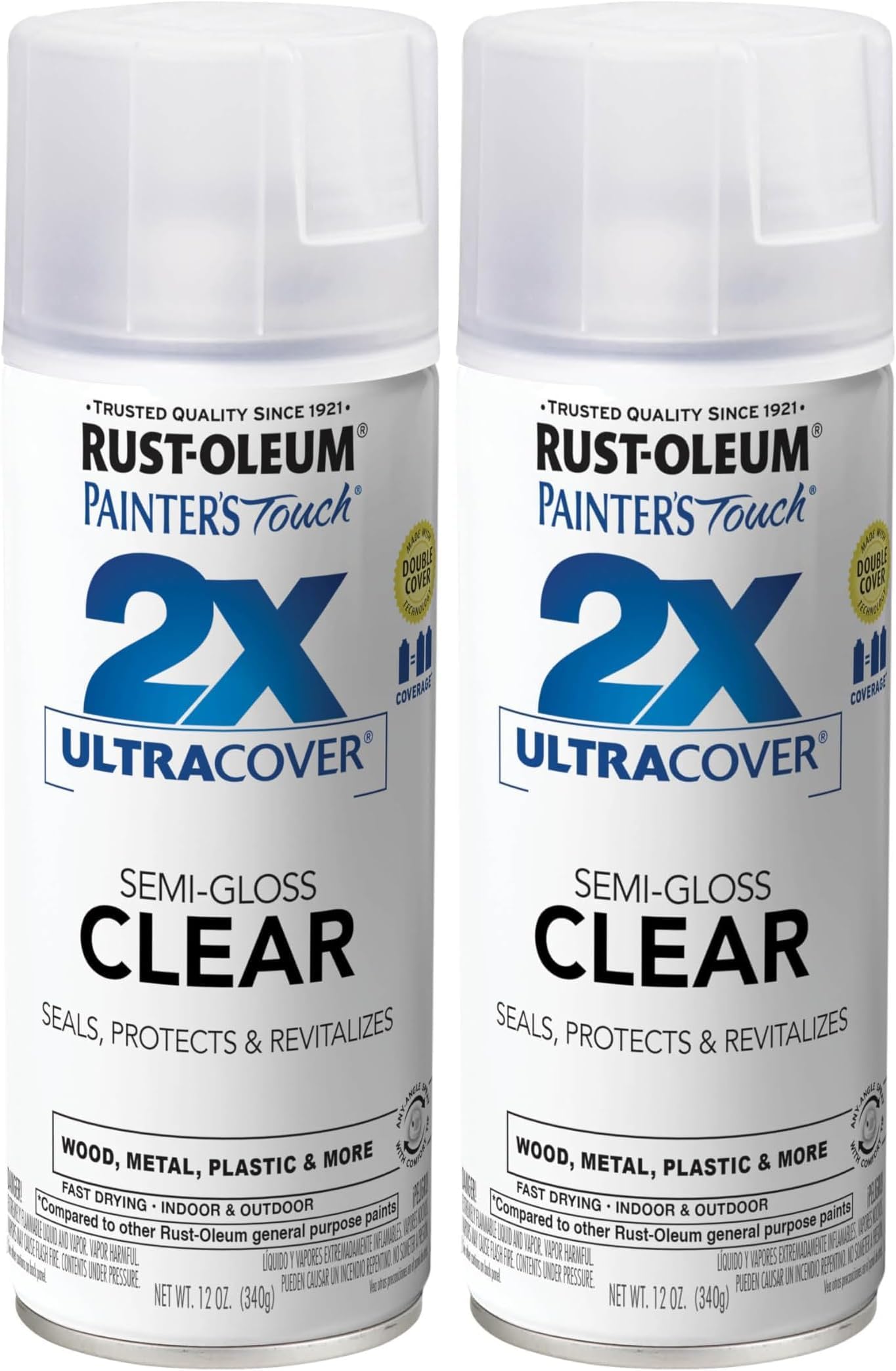 Rust-Oleum 249859 Painter's Touch 2X Ultra Cover Spray Paint, 12 oz, Semi-Gloss Clear (Pack of 2)