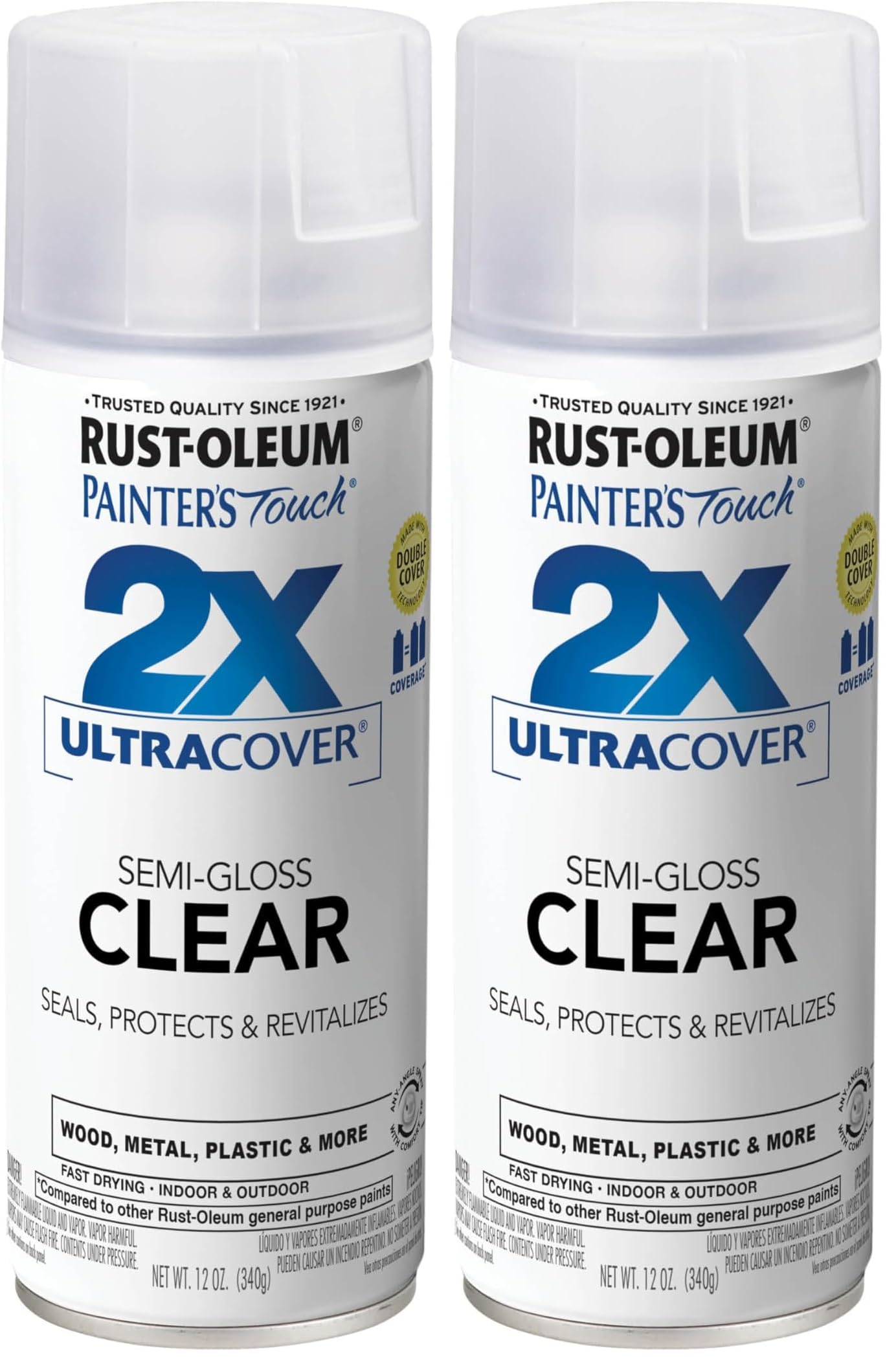 Rust-Oleum 249859 Painter's Touch 2X Ultra Cover Spray Paint, 12 oz, Semi-Gloss Clear (Pack of 2)