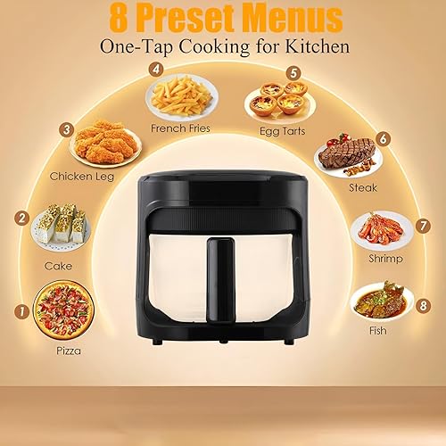 Miniatura 4 de Versátil freidora de aire de vidrio 6 en 1 y horno tostador, capacidad de tamaño familiar de 4.7 cuartos de galón. Disfruta de resultados crujientes