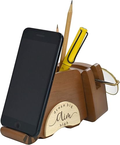 Miniatura 34 de I'm - Soporte multiusos de madera para lentes, teléfono, pluma y lápiz, accesorios de escritorio, decoración de escritorio, hogar, oficina, Oso