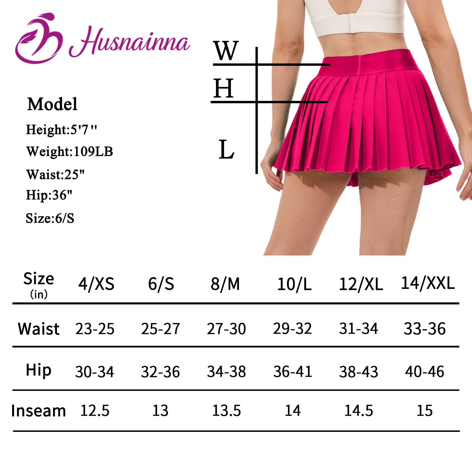 Falda de tenis plisada para mujer, pantalones cortos integrados, faldas atléticas de cintura alta, con bolsillos, holgada, casual, Rosa encendido, Large