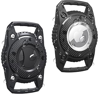 Airtag Holder 2 Pack, IP68 Waterproof Air Tag case, Airtag Cat Dog Collar Holder,Hard TPU Full Protection,with Keychain for Key Backpack Luggage,Compatible Apple Airtags.(Black 2Pack)