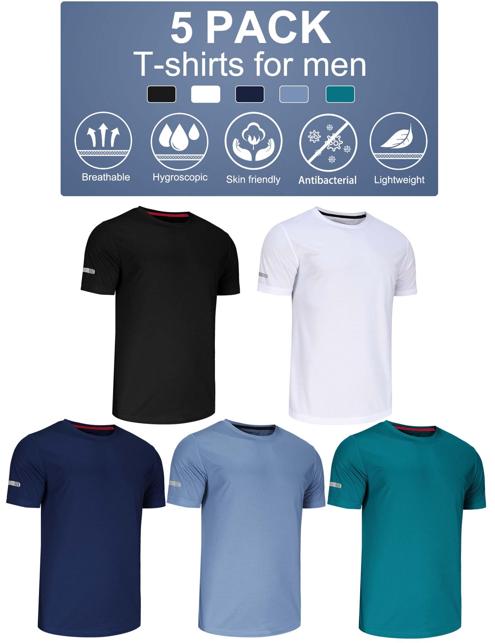 5 Pack T-Shirt Sportive Da Uomo Traspiranti Ad Asciugatura Rapida Magliette A Manica Corta Camicia Funzionale Asciugatura Rapida Traspirante Corsa Camicia Da Allenamento A Manica Corta Uomo