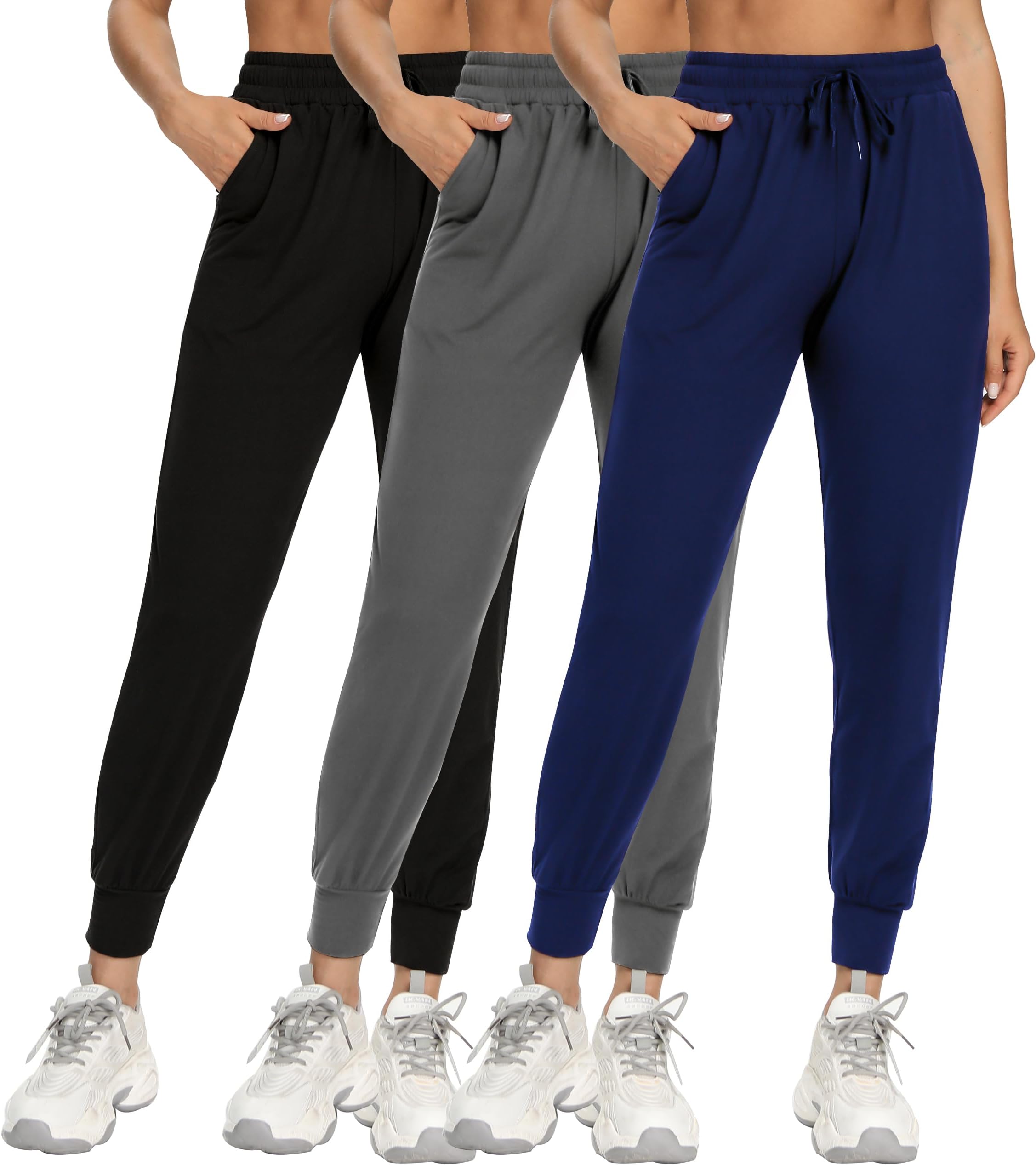 FULLSOFT3 Pack Sweatpants for Women-Womens Joggers with Pockets Athletic Leggings for Workout Yoga Running