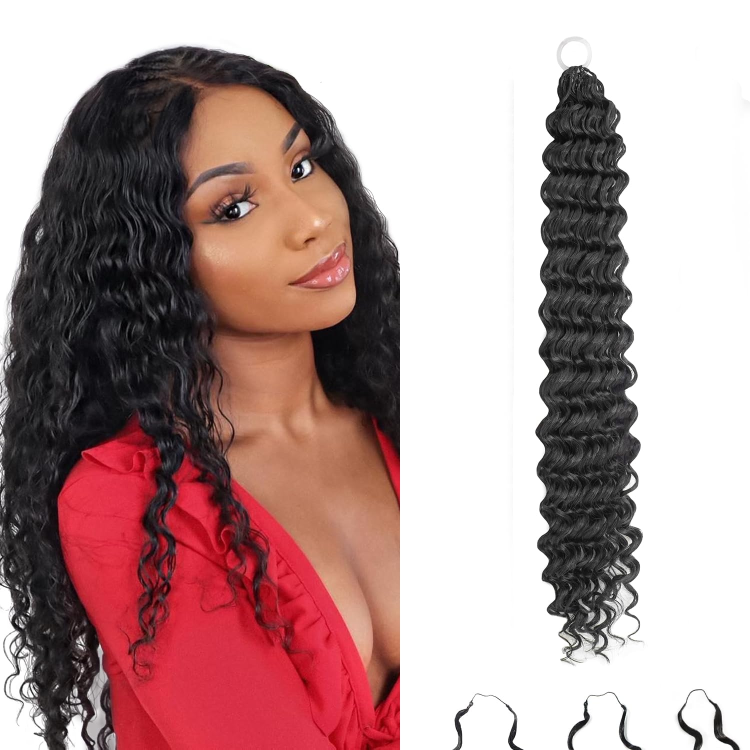 Amazon.com : Deep Wave Feather Crochet Hair,25 Strands  display picture 2
