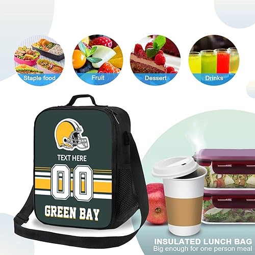 Vista 100 de Bolsa de almuerzo personalizada de Nueva Inglaterra, regalos para hombres, mujeres, fanáticos, con nombre y número personalizados, correas de hombro