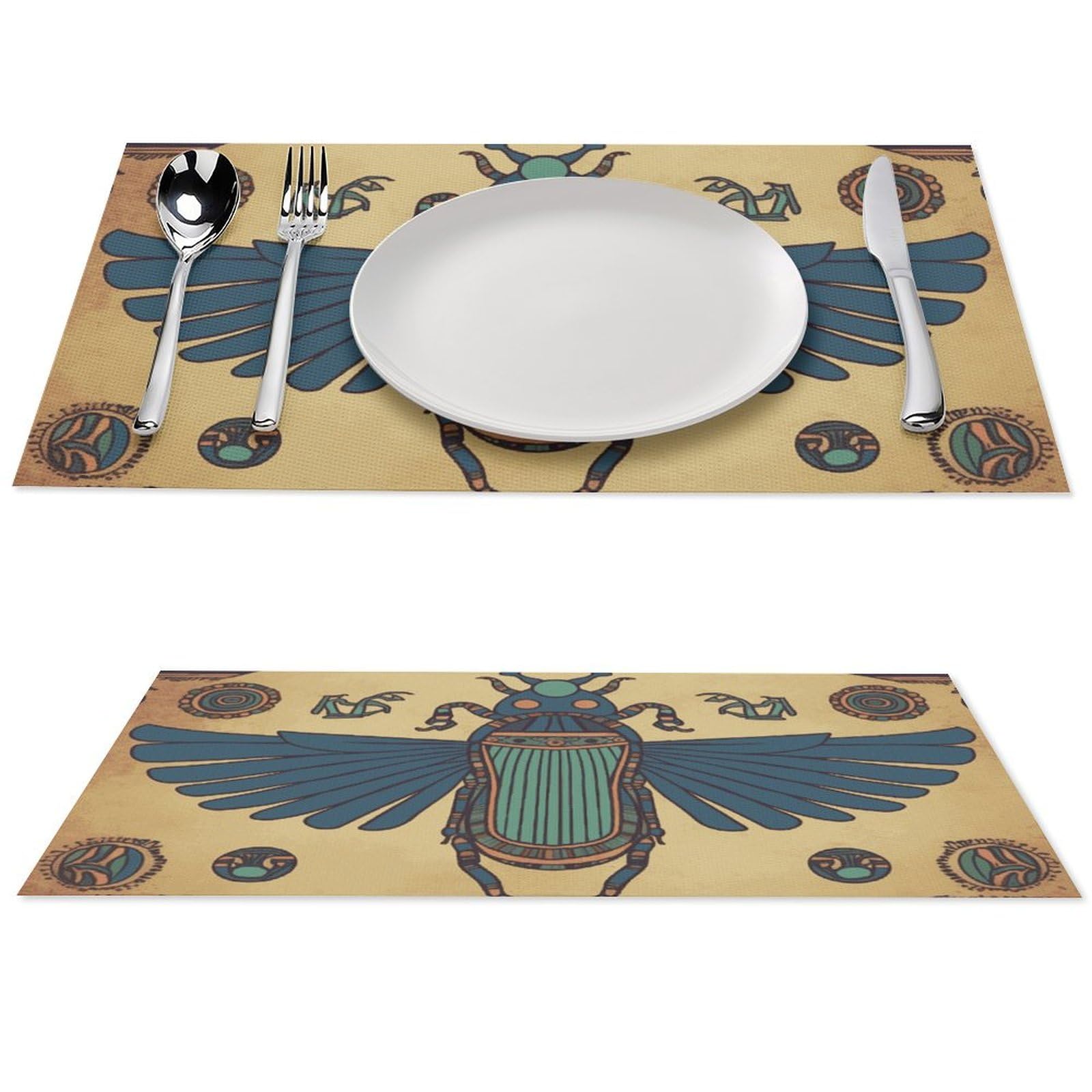 Lot de 6 sets de table égyptiens durables : la qualité du PVC au motif imprimé pour votre cuisine