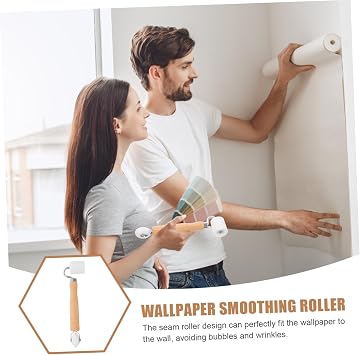 Wallpaper Seam Roller with Sturdy Wood Handle Wallpaper Application Tool for Smooth Seams and Bubble Removal Lightweight Reusable Wall Home Decorating Roller