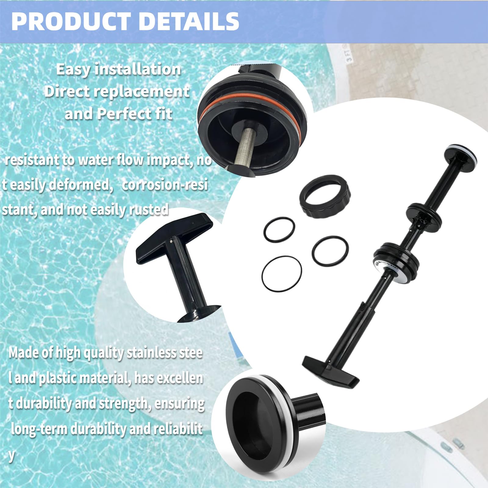 SPX0410BA - Conjunto de mango y pistón compatible con válvula de retrolavado deslizante Hayward de 2 pulgadas para modelos de la serie SP0410X SP0410X502S SP0410X602S - Kit de juntas tóricas de