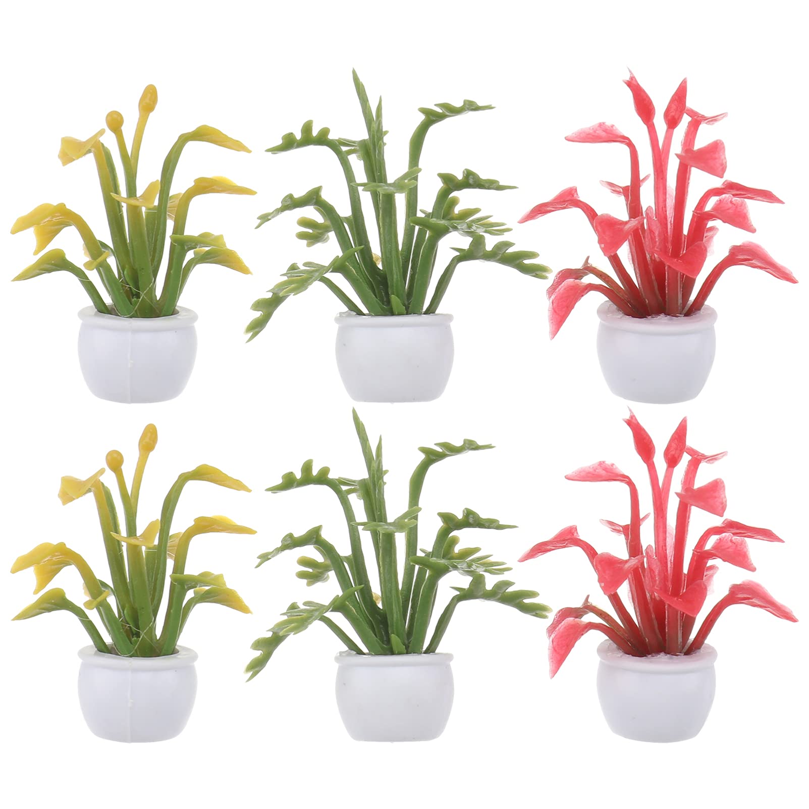 U-Zimikee 10 Pcs Miniature Dollhouse Plants - Resin Potted Flowers With White Stand For Decor
