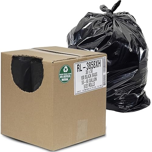 Aluf Plastics Bolsas de basura de 55galones, 100unidades, 38x58pulgadas, equivalente a 1.5milésimas de pulgadas de grosor, para baño, cocina,