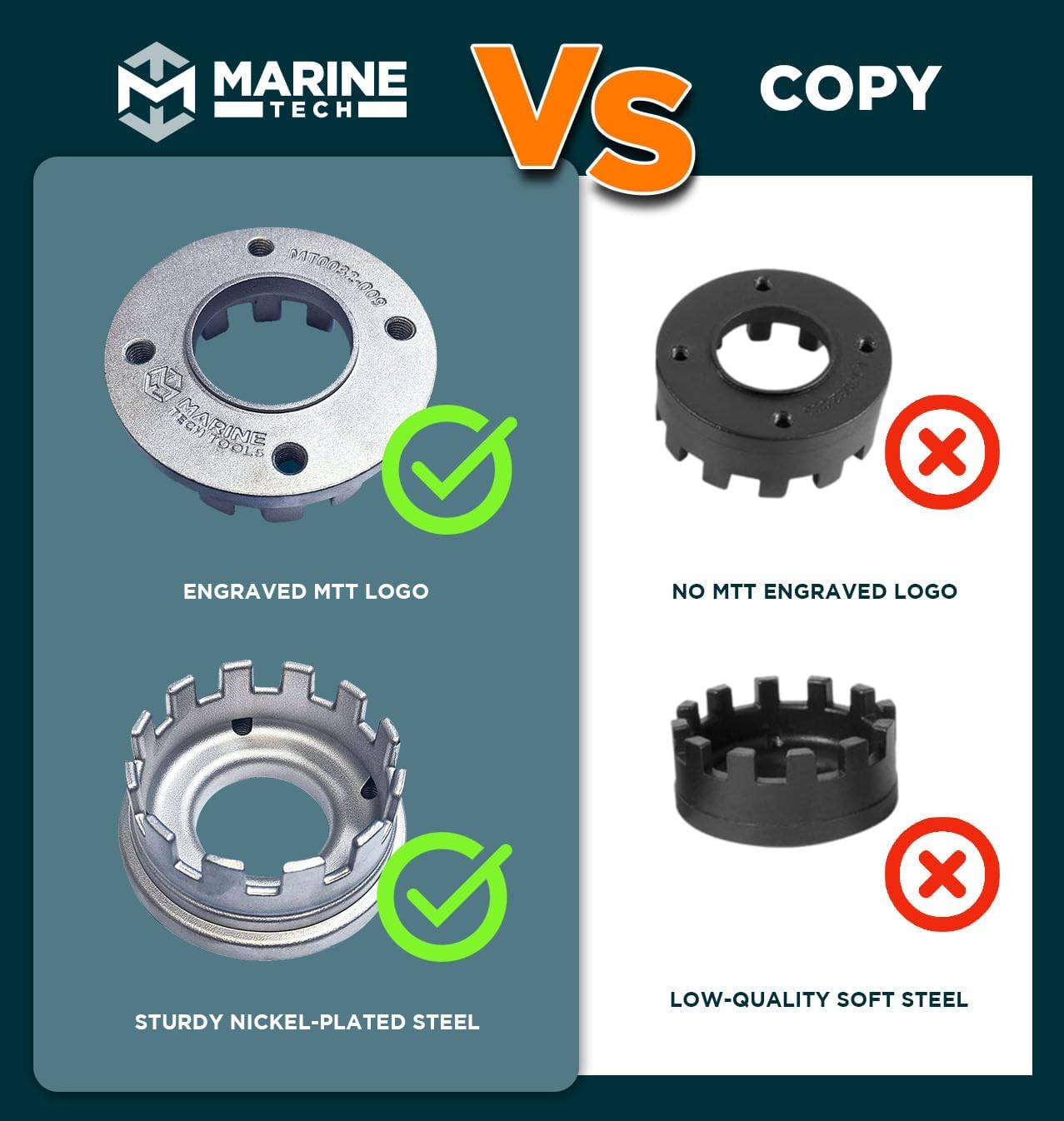 Marine Tech Tools Retaining Ring Wrench 83mm OD, 12 Tooth - Attachment to Wrench Handle (AMT0031) - Fits on Suzuki DF60, DF70, DT90, & DT100 Gearcases