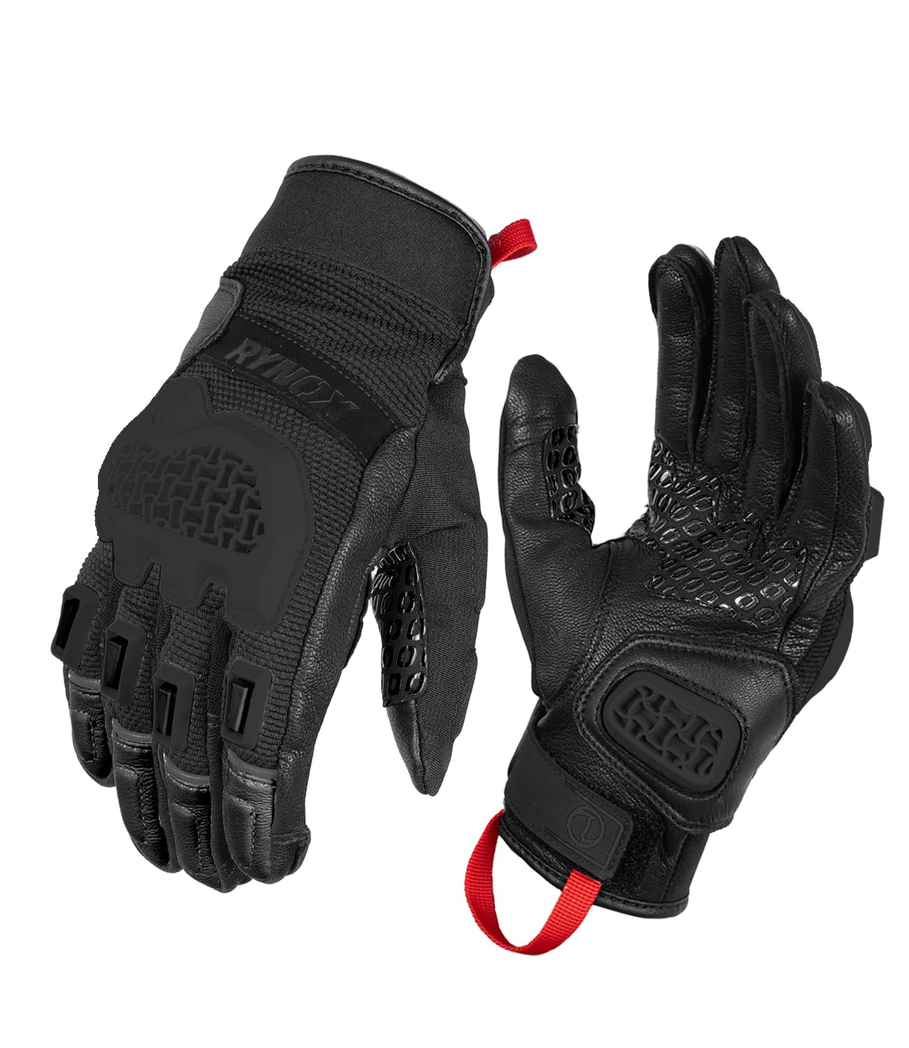 Rynox Gravel Gloves - Cuff Length Motorcycle Riding Gloves | Impact Protection | Scaphoid Protection | Abrasion Resistance - All Black, Medium-image-42