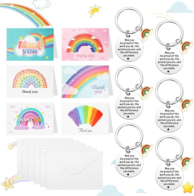 Thank You Gifts for Colleagues Leaving Gifts for Coworker Christmas Thank You Cards May You Be Proud of The Work You Do Keychain Rainbow Thank You Card for Teacher Nurse Thanksgiving Day