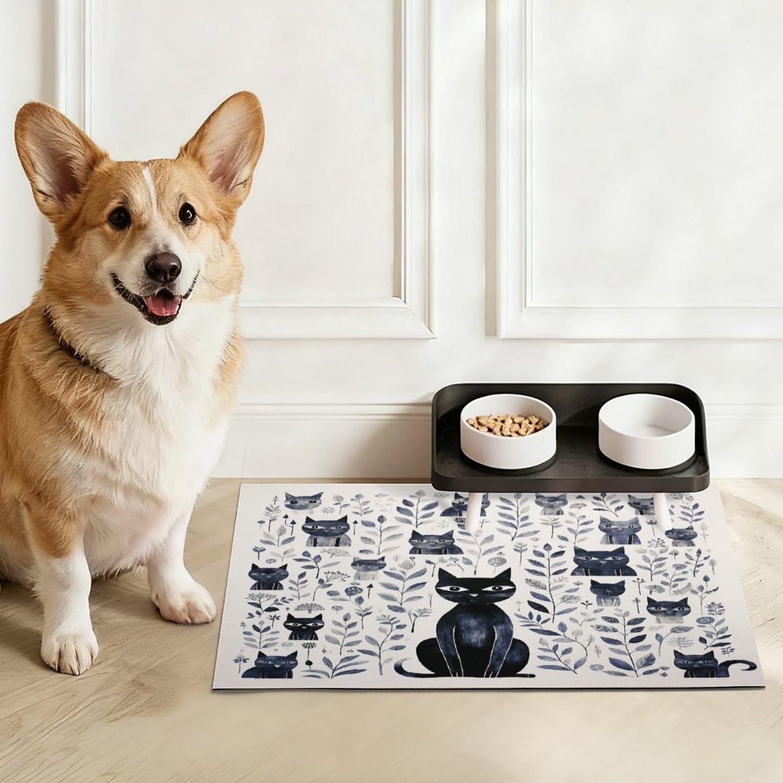 Tapis de nourriture simple pour chat et chat - Tapis d'alimentation antidérapant - Facile à nettoyer pour la nourriture et l'eau - Fournitures pour chien et chat - 43,2 x 76,2 cm