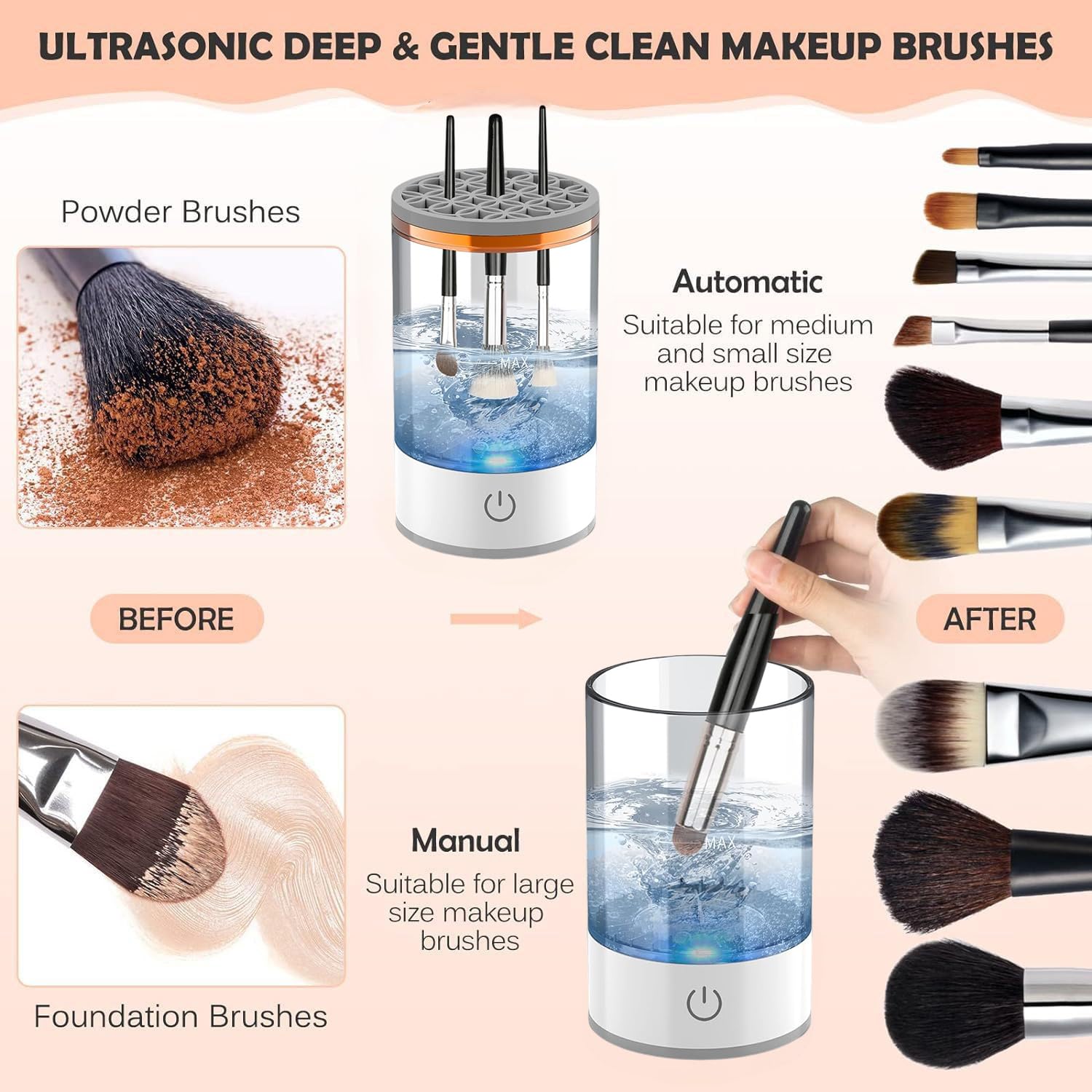 Makeup Brush Cleaner Machine,Electric USB Reusable Make Up Brush Cleaner and Dryer with a Makeup Sponge Set For All Size,Gift for Women Friend - Image 4