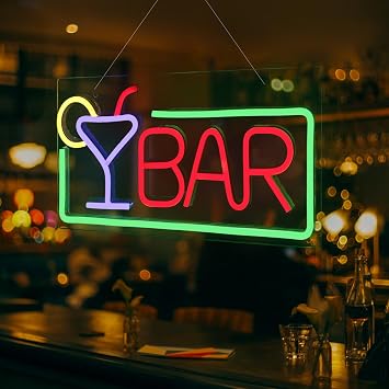 FITNATE Neon Bar Sign Light 42x22CM LED Open Display Board | Dimmable, 3D Art, USB Powered, LED Signs For Business, Shop, Bar, Parties, Home Decor