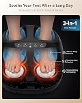 ibreo Foot Massager with 3 Level Heat, 3 Rolling Speeds & Air Pressure Intensities, Deep Kneading Shiatsu, Remote Control & Timer, Quiet Massage for Long Stand & Fitness Relax, Gift for Men, Women