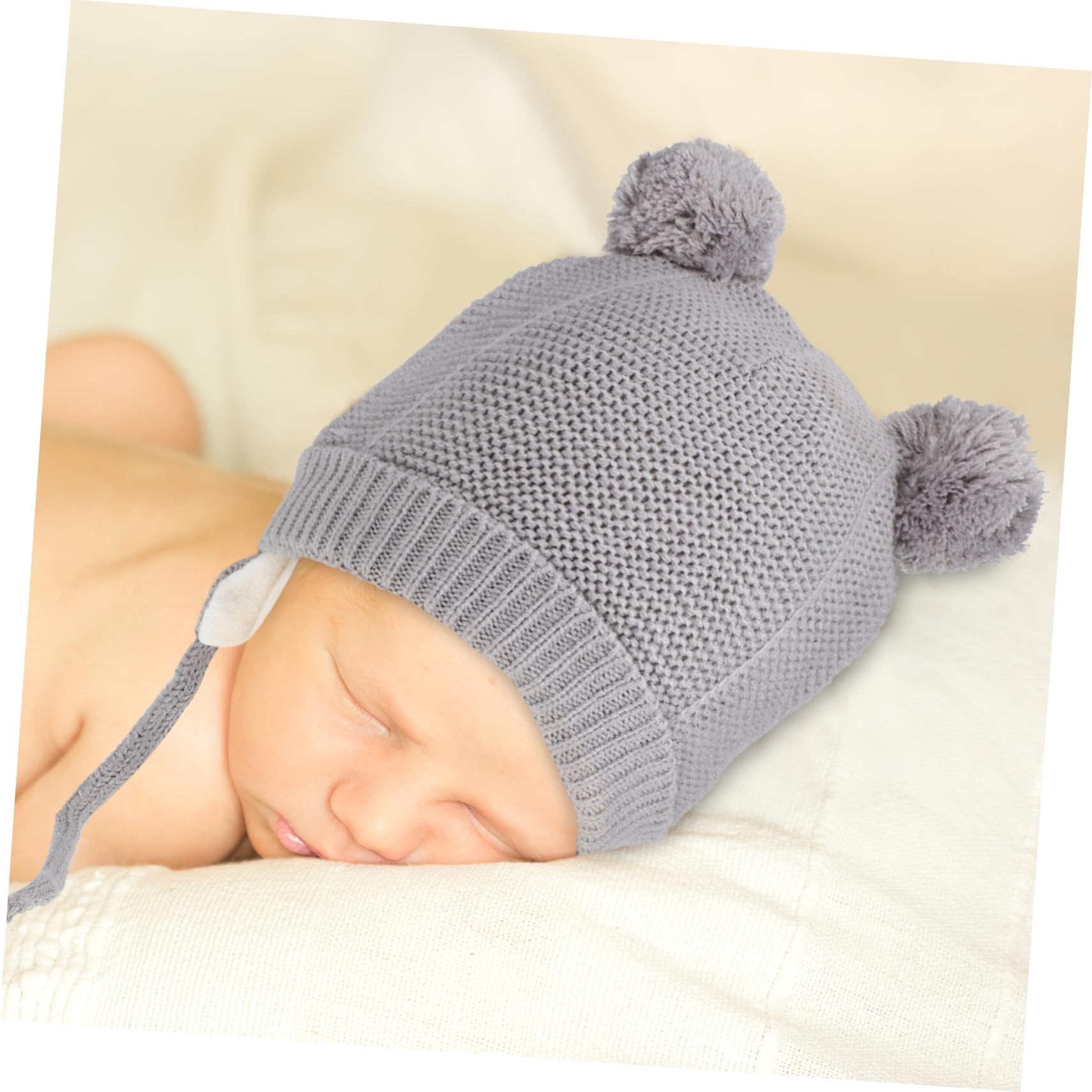 VANZACK Toddler Winter Hat Mittens Set Boys Girls Knit Hat Gloves Warm Fleece Lined Grey