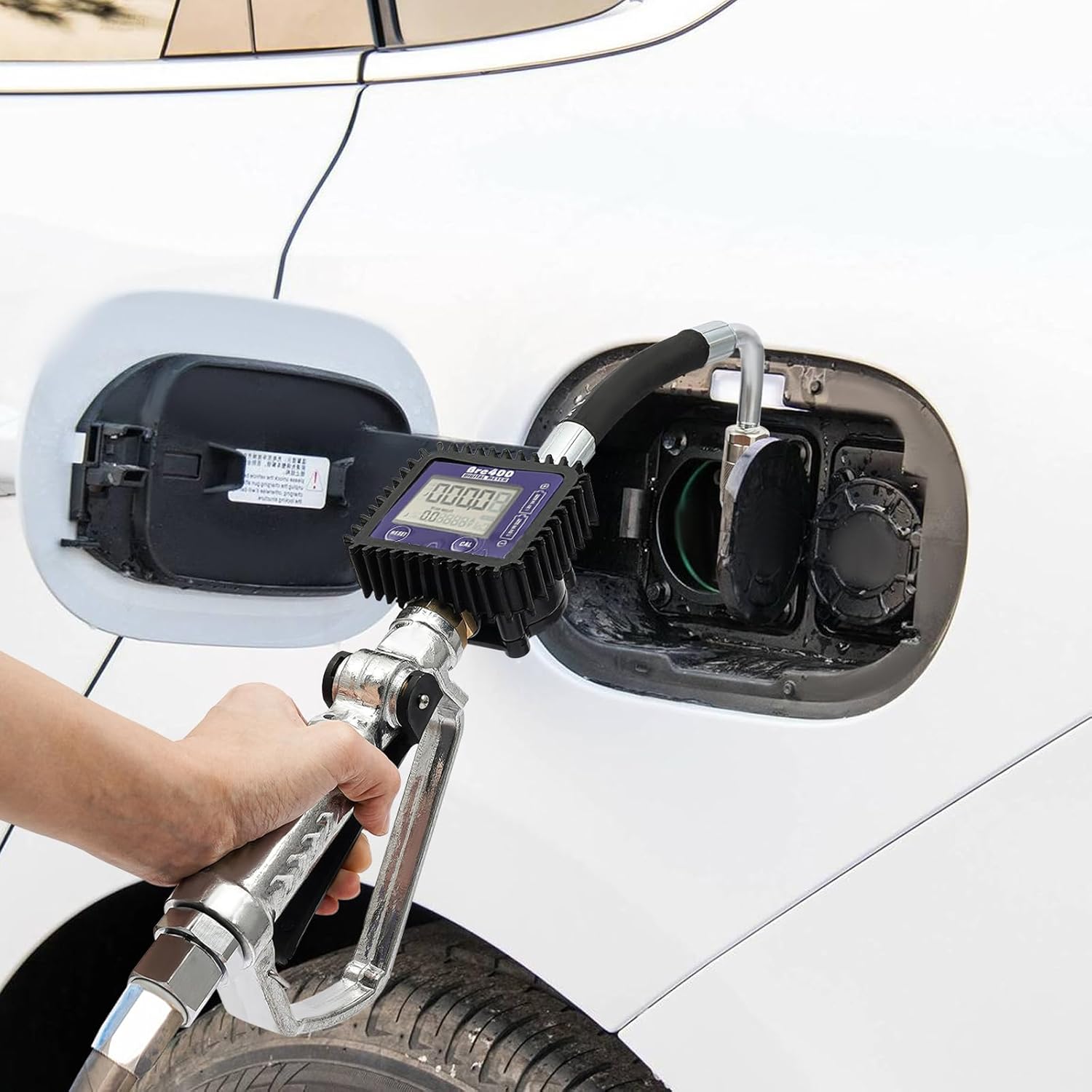 Electronic Oil Metering Gun, Digital Oil Control Valve Meter Nozzle, Pneumatic Oil Gun Quantitative Fueling Gun Oil Gun with Gauge, Control Valve Fuel Oil Transfer Gun