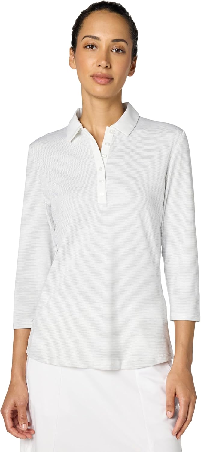 Callaway womens Swingtech™ 3/4 Sleeve Space Dye Golf Polo Shirt