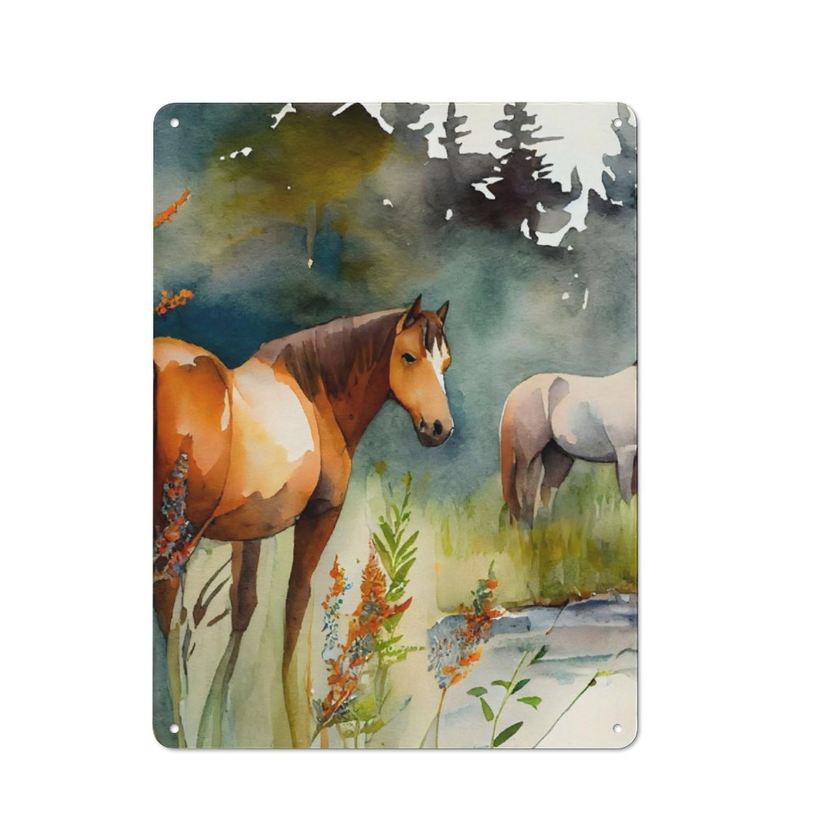 Junmoney Serene Meadows Horse Tin Wall Plaque 40X30cm With For Man Cave Or Games Room, For Updating Man Cave And Games Room After Moving