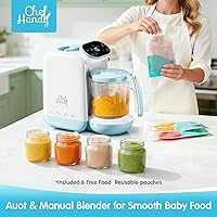 Vista 3 de Chefhandy Máquina de alimentos para bebés, vaporera y licuadora, máquina de puré con mezcla automática/manual, cesta de vapor, calentador