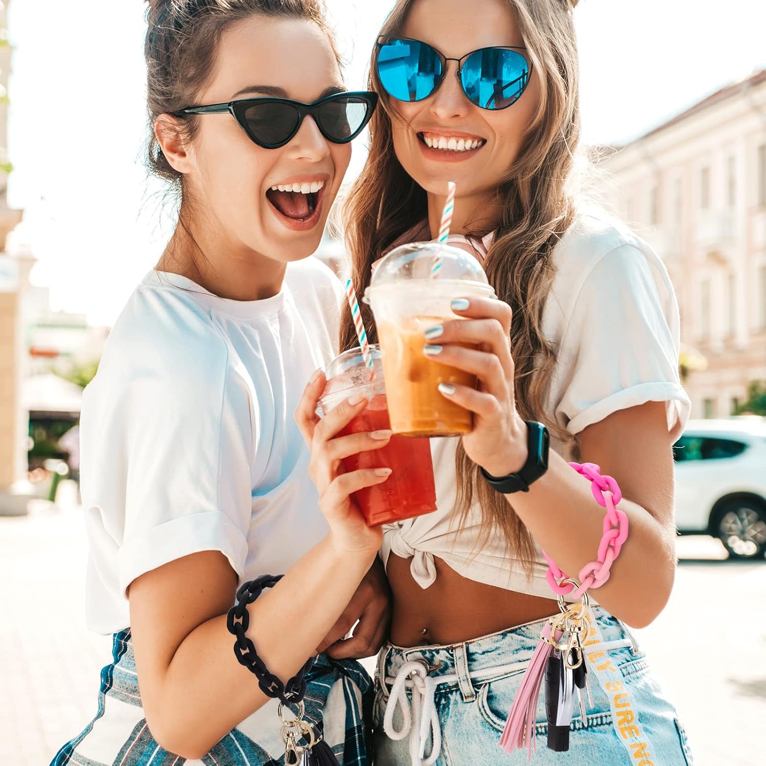 SAVORI Wristlet Keychain Bangle Key Ring Chain Link Bracelet Key Chain Cute Boho Modern Car Keychain Holder - Image 7