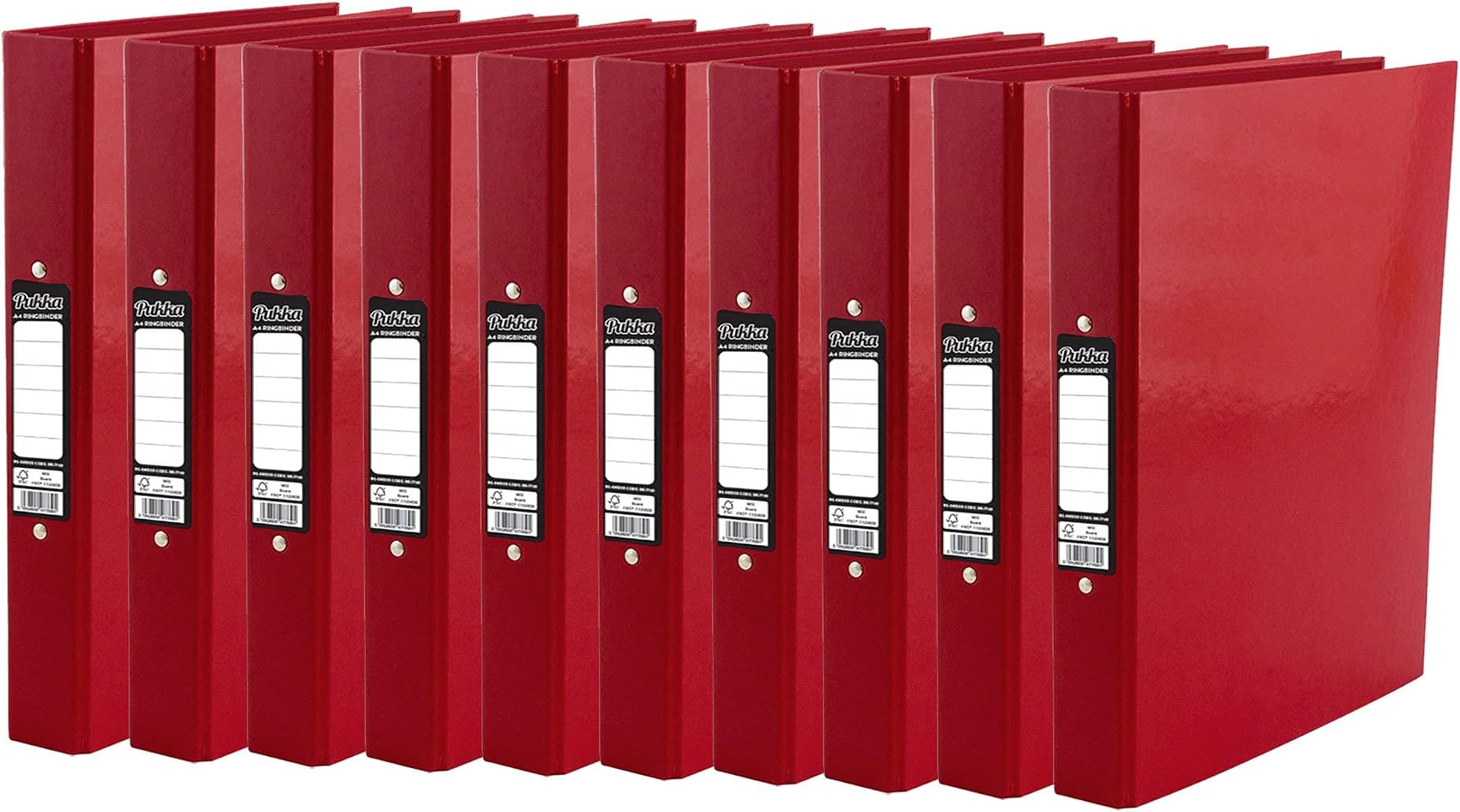 ED 10 x Pukka A4 Glossy 2-Ring Binder File School Work Office 40mm Spine File Organiser (Red)