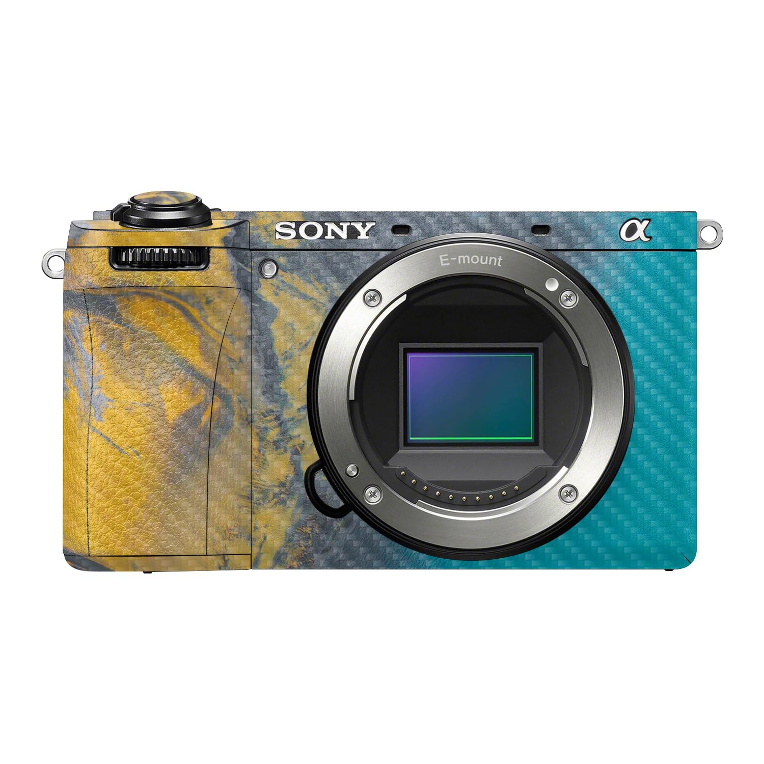 Carbon Fiber Camera Skin Compatible with Sony A6700 Mirrorless Camera (2023) - Yellow Spill - Premium 3M Vinyl Protective Wrap Decal Cover - Easy to Apply | Crafted in the USA by MightySkins