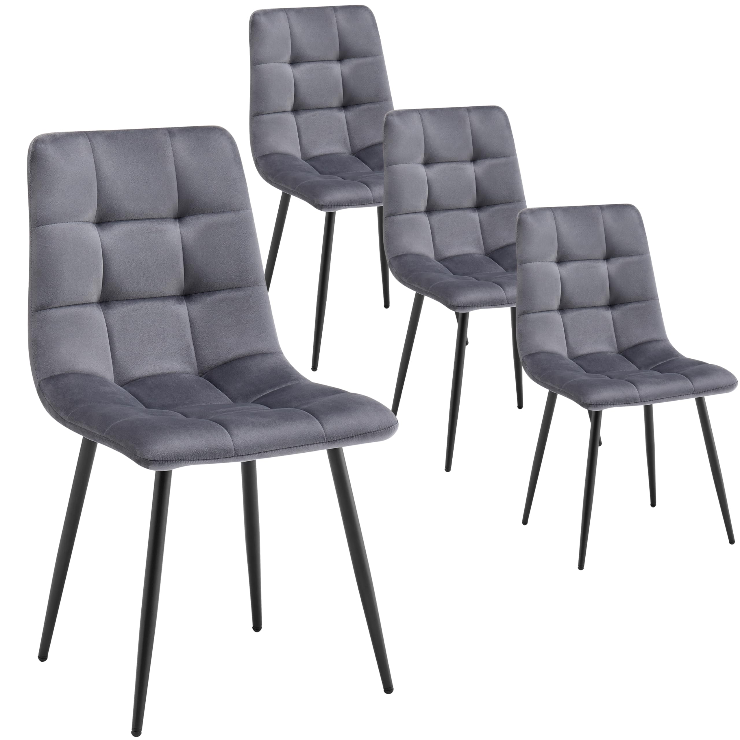 Deuline Esszimmerstühle Essstühle Samtbezug Polsterstuhl Esszimmer Stuhl Milano 4er-Set GRAU 521252