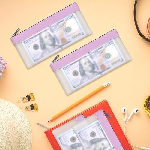 Vista 52 de 4 bolsas de dinero con cremallera, sobres de efectivo, bolsa de dinero de 7.6 x 3.7 pulgadas, bolsas de depósito bancario transparentes, bolsa Blanco