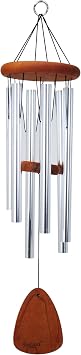 Festival 24-inch Redwood Wind Chime in Silver by Wind River for Patio, Backyard, Garden, and Outdoor decor. Made in the USA
