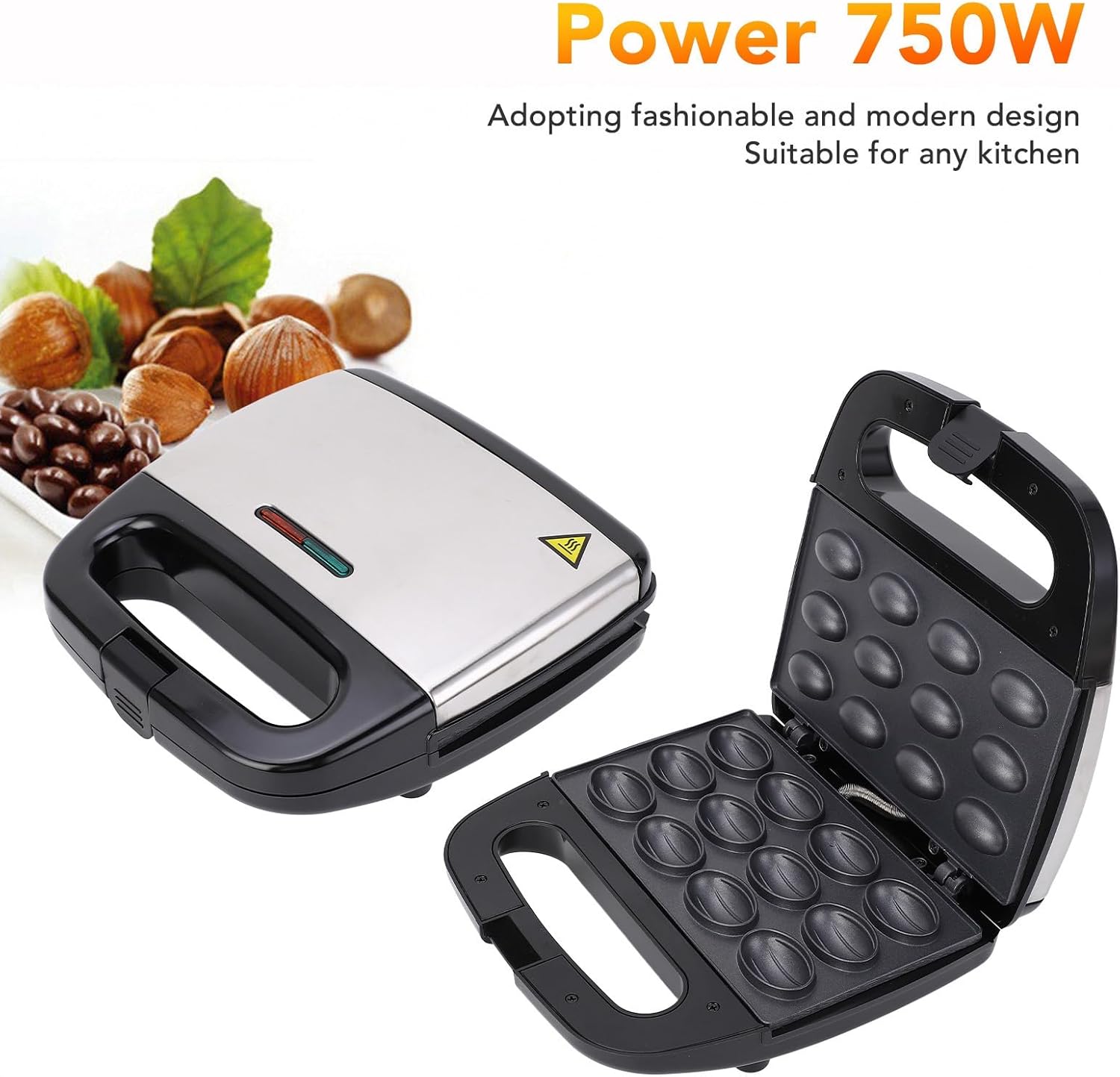 12 Walnut Cookie Maker, Electric Oreshki Maker Non Stick Double Sided Heating, Walnut Pastry Set Cookies Baking Tool