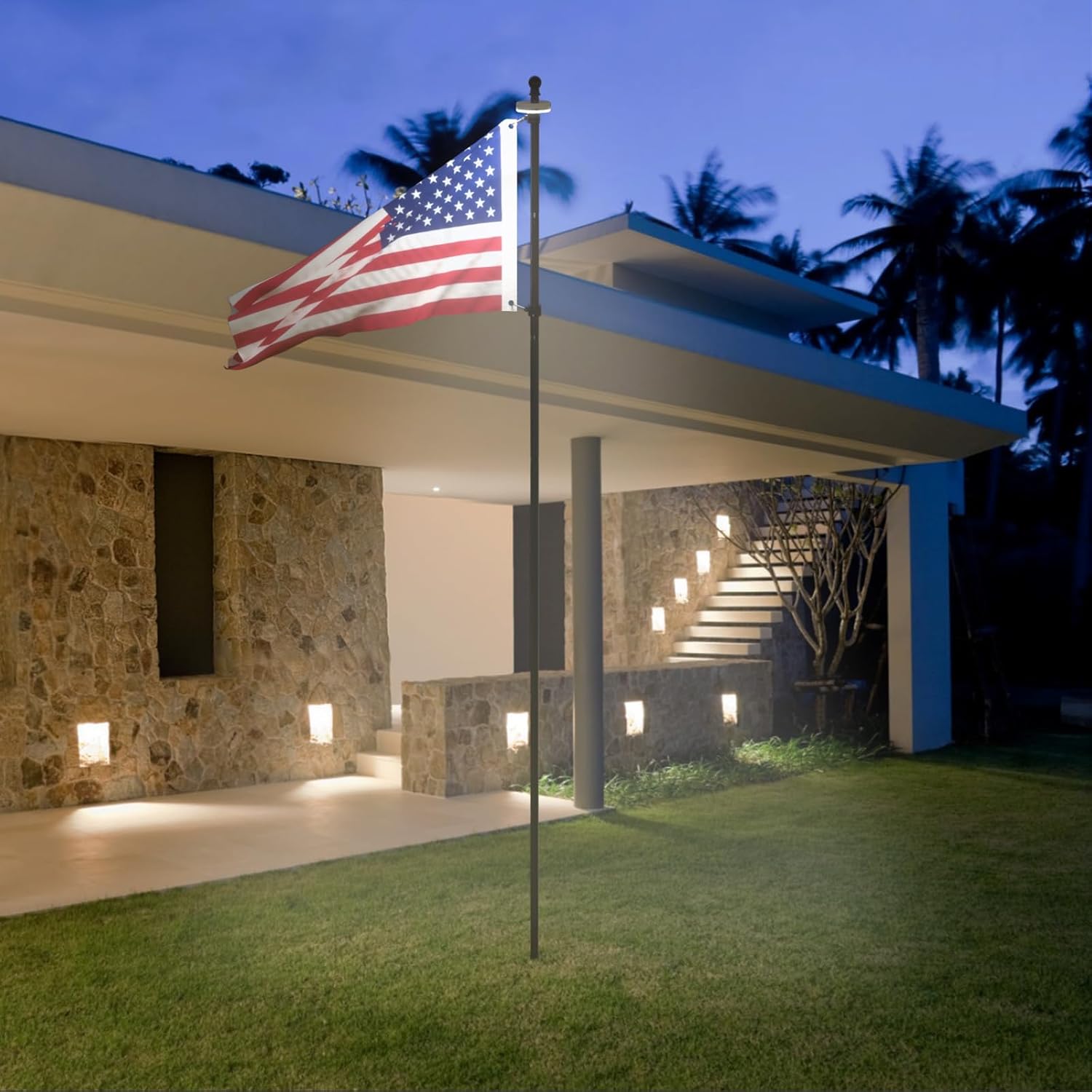 ZMTECH Solar Flag Pole Light, Flag Pole Light Spring 2 Pack White, Waterproof Outdoor Auto On/Off, Fits 5-10FT Flagpoles & 1in Diameter Poles