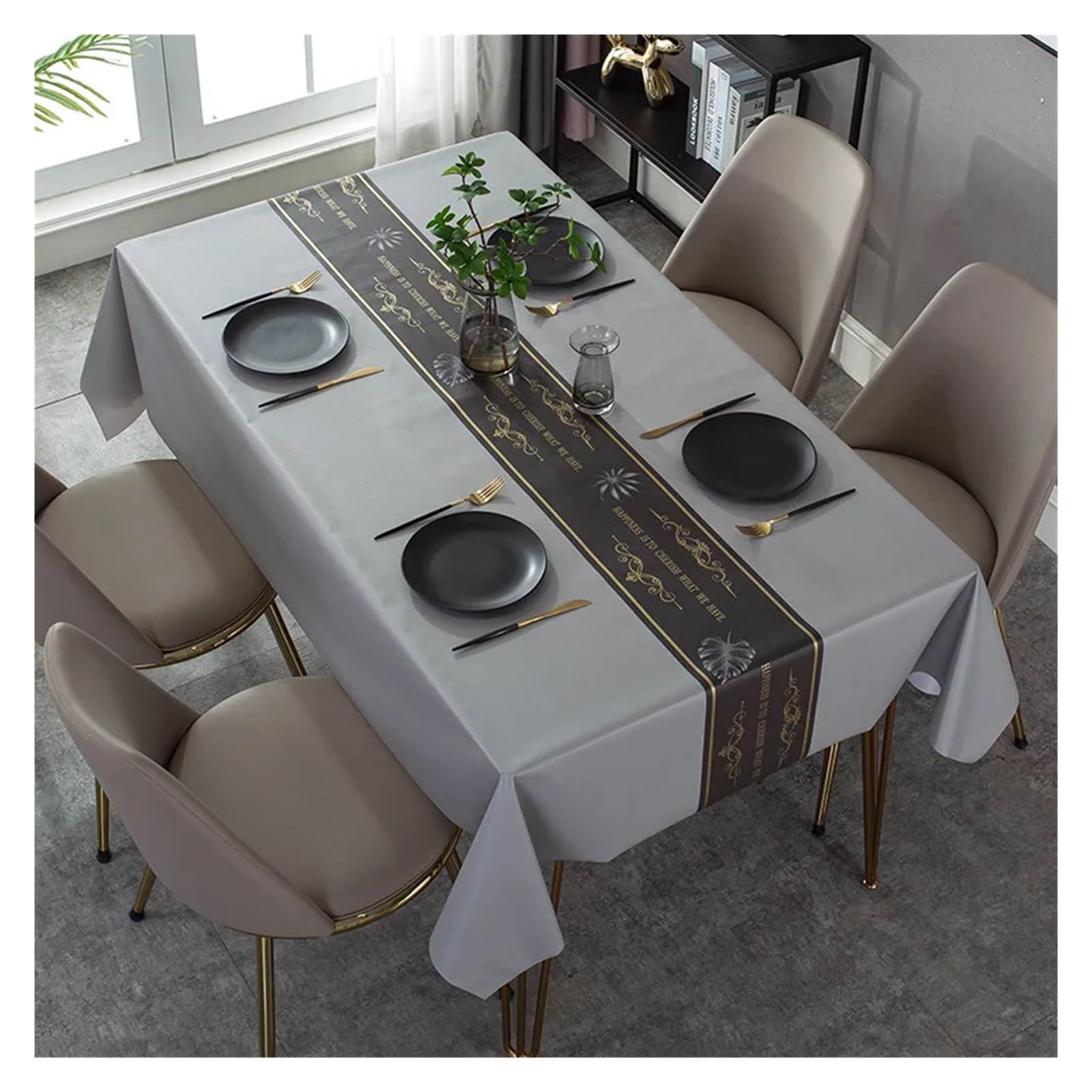 MZSKLW Waterproof Tablecloth Modern Dark Series Printing Waterproof Table Tablecloth Wedding Decoration Rectangular Coffee Tables Cover Picnic Blanket(ZBQ8370 (6),140-180cm)