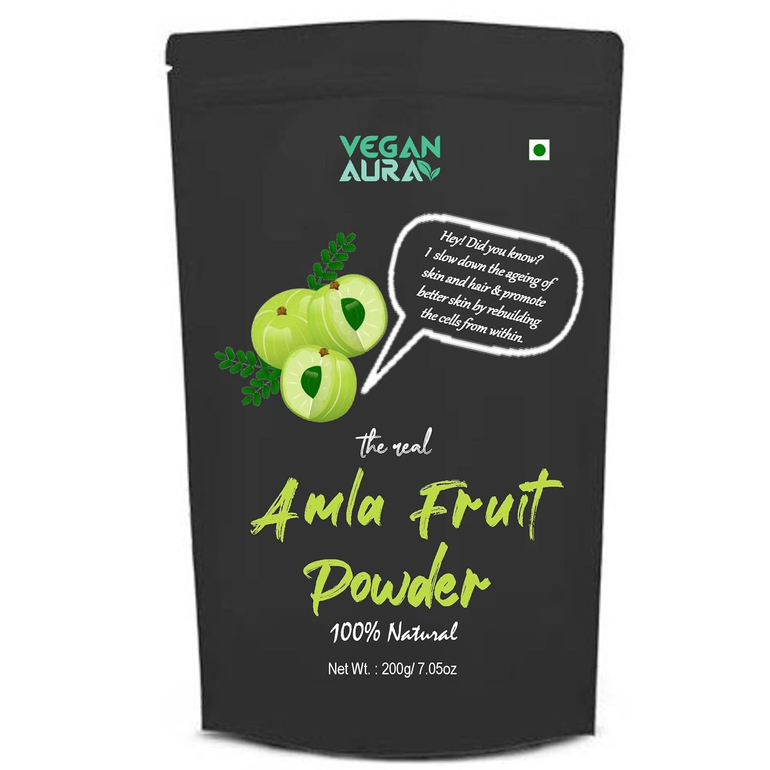 Vegan Aura Amla Indian Gooseberry Powder for Hair and skin 200g