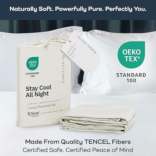 Miniatura 3 de Olive + Crate Tencel - Fundas de almohada refrescantes de eucalipto para personas que duermen con calor, absorben la humedad, regulan la