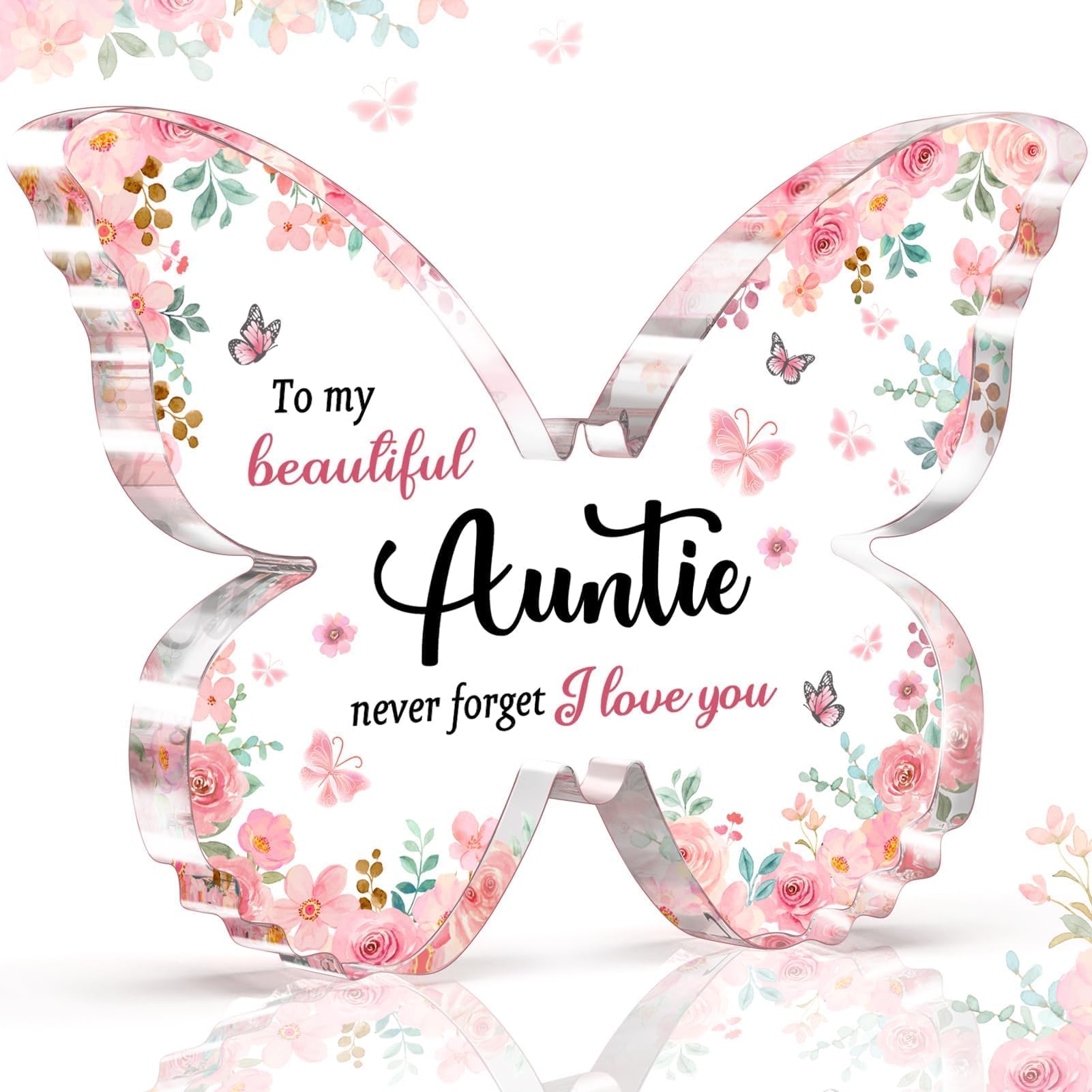 Christmas Birthday Gifts for Auntie - Beautiful Butterfly-shaped Acrylic Plaque - Best Auntie Gifts from Newpew or Niece on Birthday Christmas