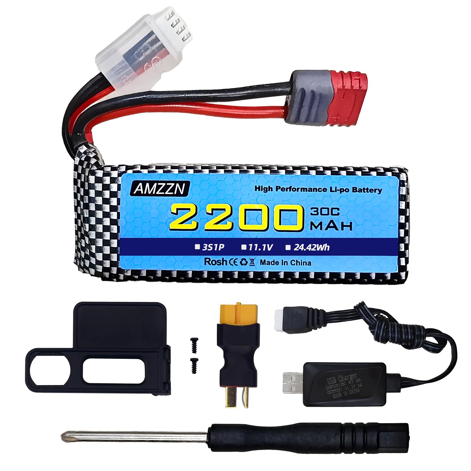 11.1V 2200mAh 30C 3S Enchufe T Lipo batería con USB para MJX H16 h16P H16E H16GT H16bM H16DR H16PL 14301 RC Coches, Coches de Juguete a la Deriva de Alta Velocidad para actualizar la batería