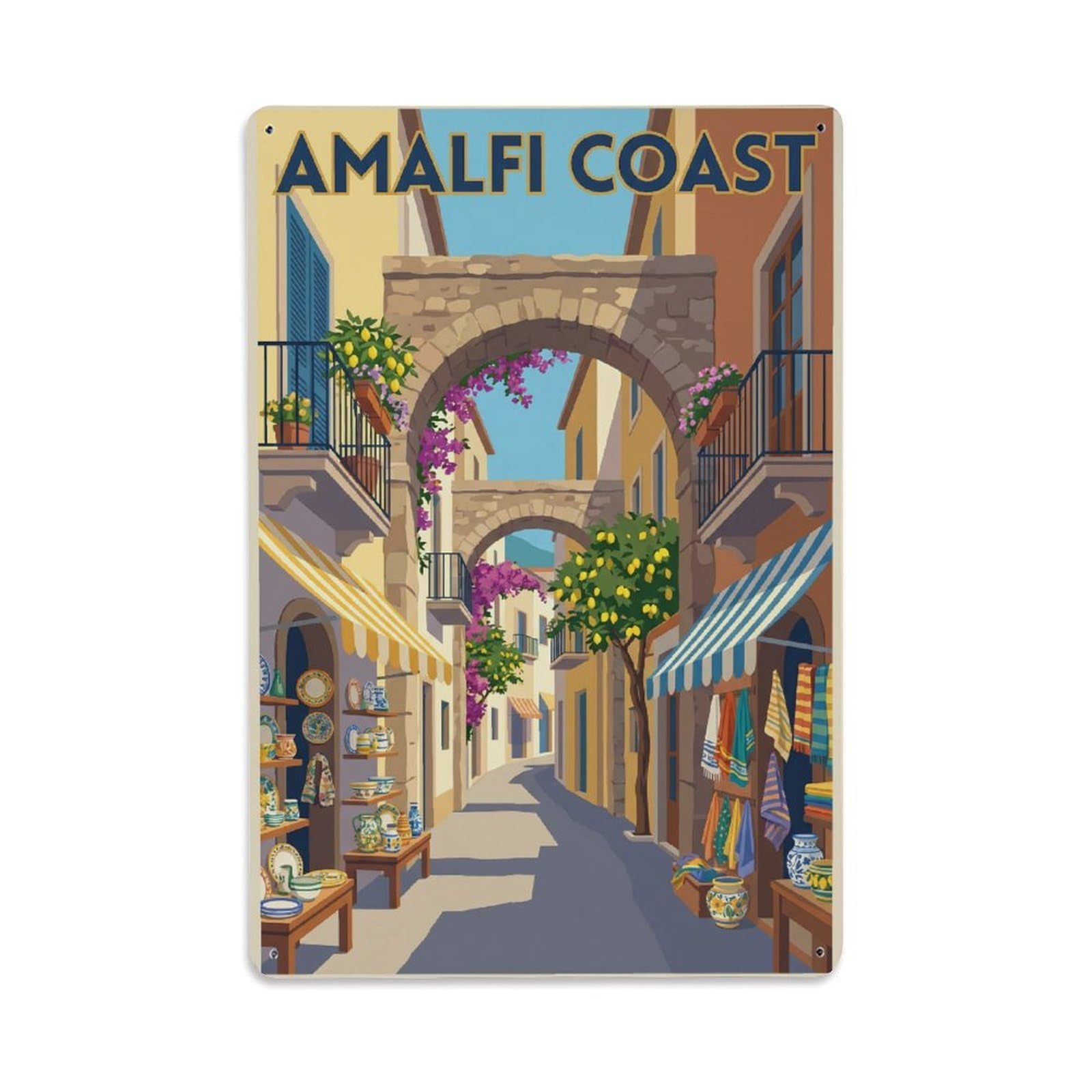 Vintage Travel Alley Italy Charming Metal Tin Sign