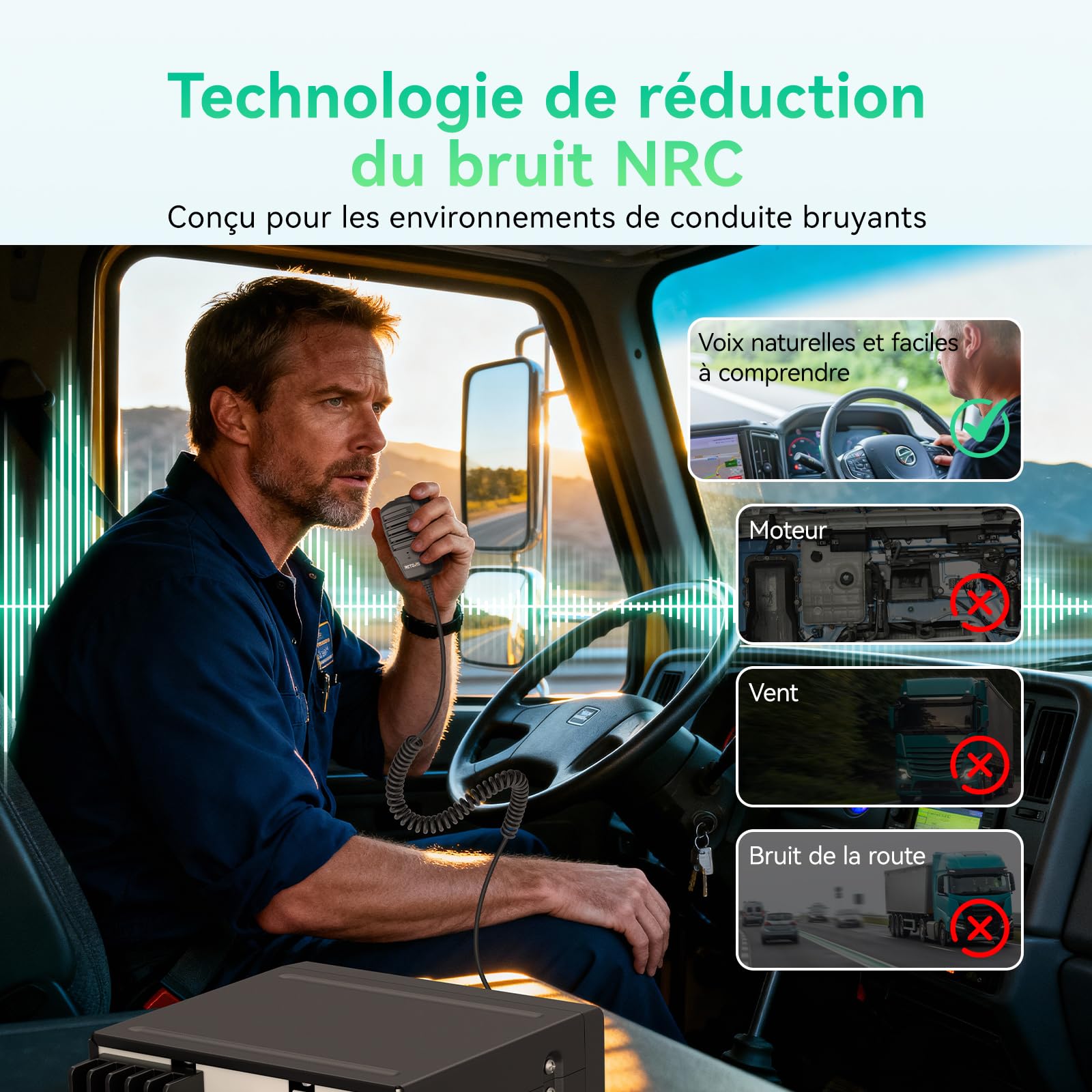 Retevis MB63B Radio Portable CB avec NRC, TFT écran Couleur CB Radio, 12/24V, AM/FM, CTCSS/DCS, Gain RF/MIC, EMG CH9/19, 40-Canaux, VOX, CB Portable Longue Portée pour Les Déplacements(1 Unité, Noir) - 3