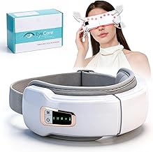 4-in-1 Eye Massager with Heat & Music, Foldable Heated Electric Eye Mask Massager with 5 Modes, Rechargeable Air Pressure Compression & Vibration Massage, for Dry Eyes, Headache Relief