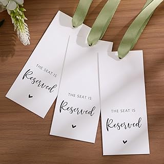 24 Pcs Reserved Seating Tag with Ribbon Wedding Chair Tags Reserved Signs for Wedding