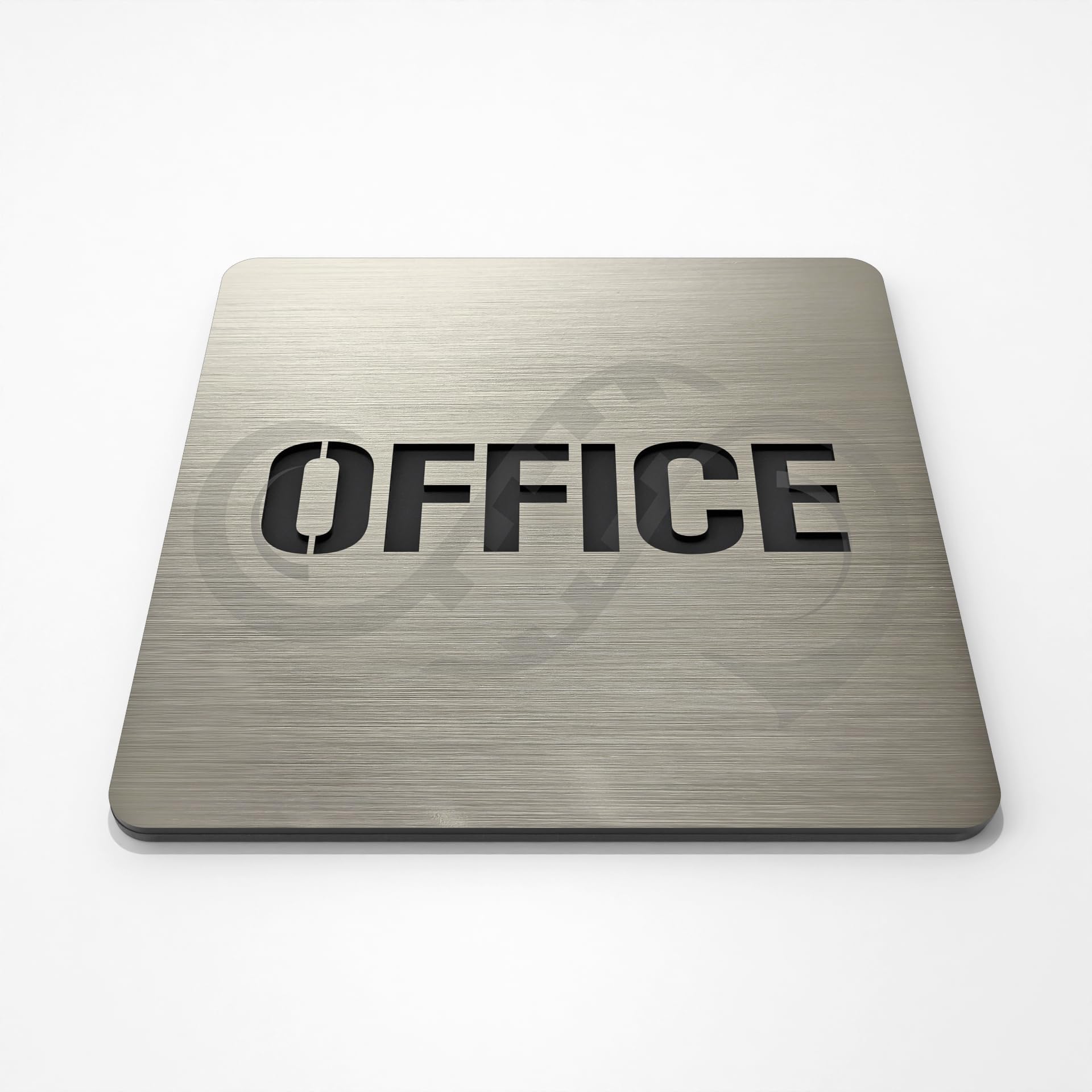 - SMEDOR® Luxury Indicative OFFICE sign | 3M Brand Self Adhesive | 6 x 6 inch | Designed for both indoor & outdoor use | Brush Silver & Matt Black | Square Shaped | OFFICE Signboard